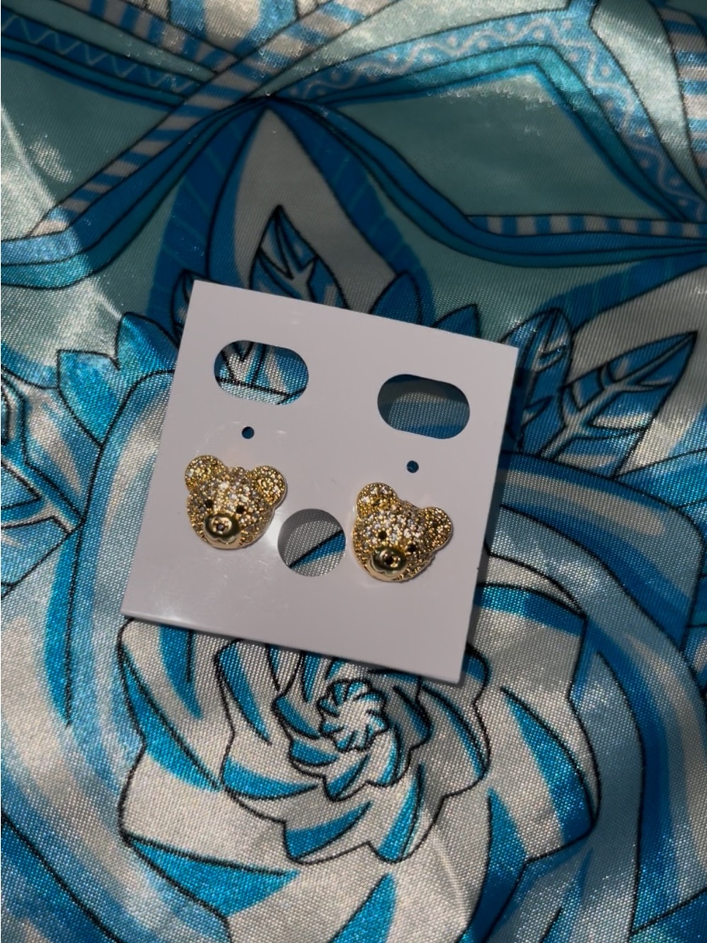 Gold Glitter Bear Stud Earrings - Women's Accessories